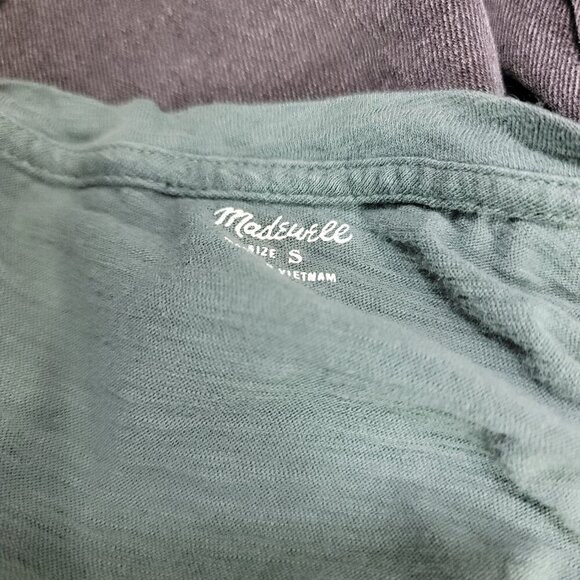 Madewell Green Washed Women's V-Neck Pocket T-Shirt | Size S - Picture 5 of 6